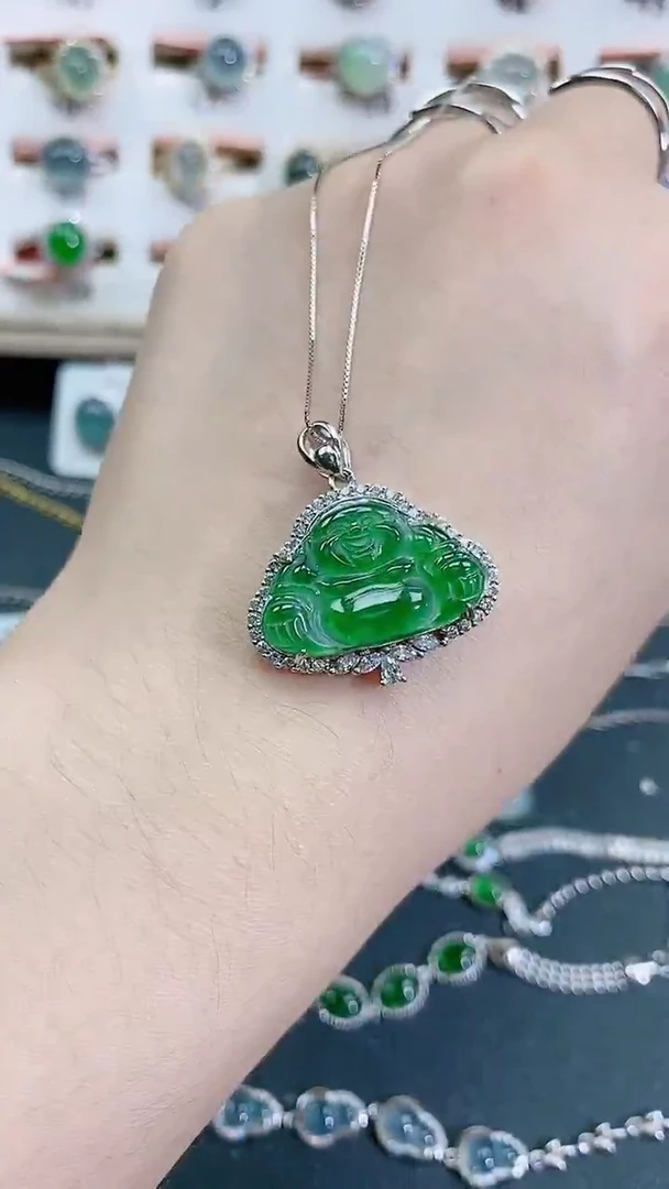 颈饰银S925镶嵌翡翠天然翡翠