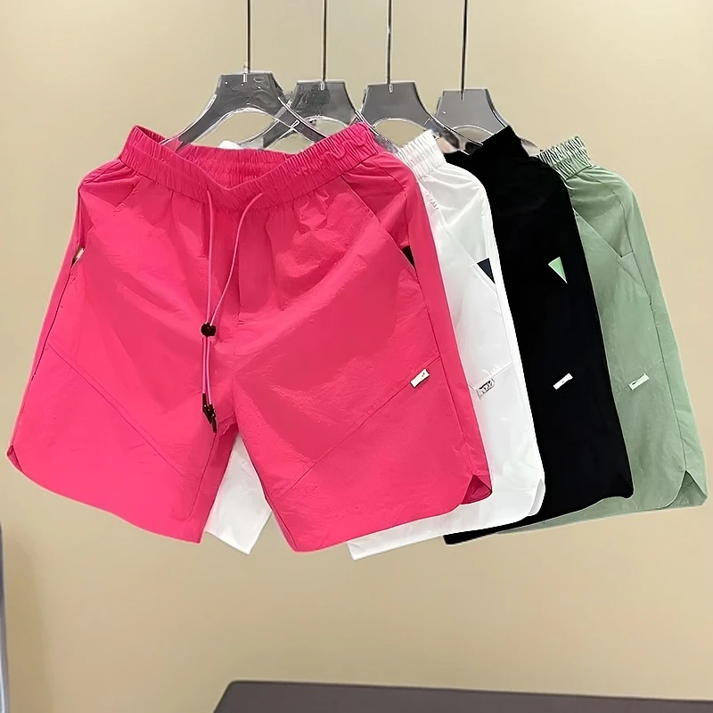 夏季男士新款凉感速干透气网孔短裤时尚百搭简约纯色休闲五分裤男