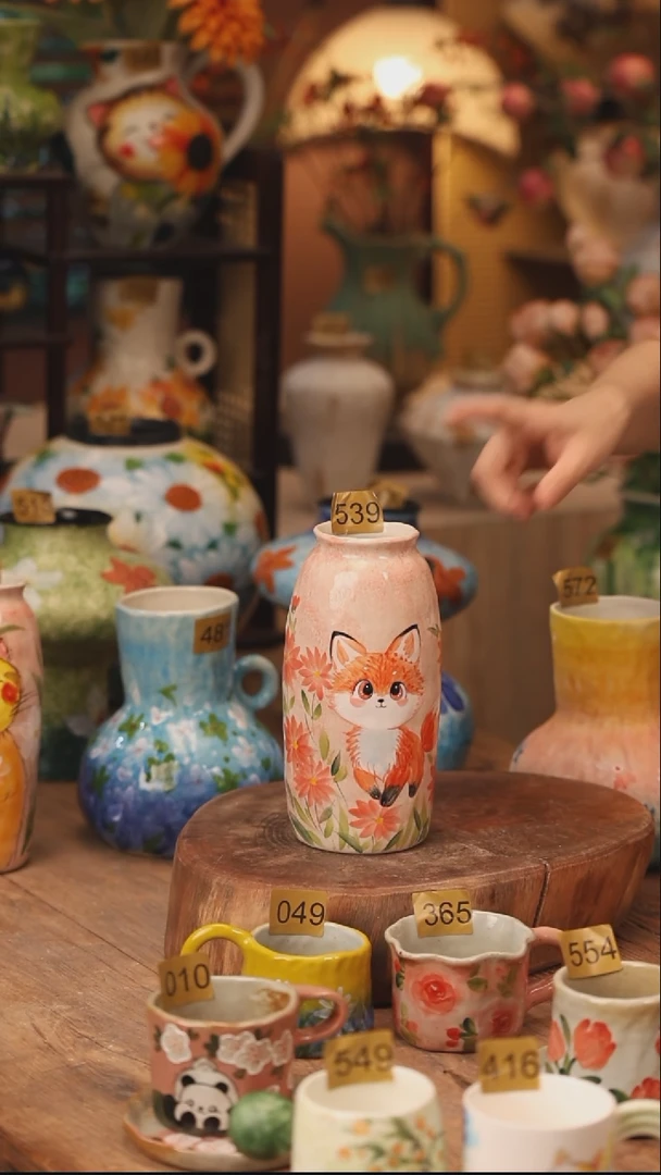 陶瓷539景德镇设计师手作花器摆件侘寂风