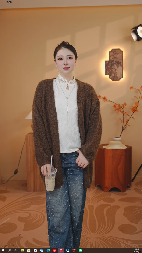 可可西里（树皮纹织法慵懒开衫女装针织毛衣）