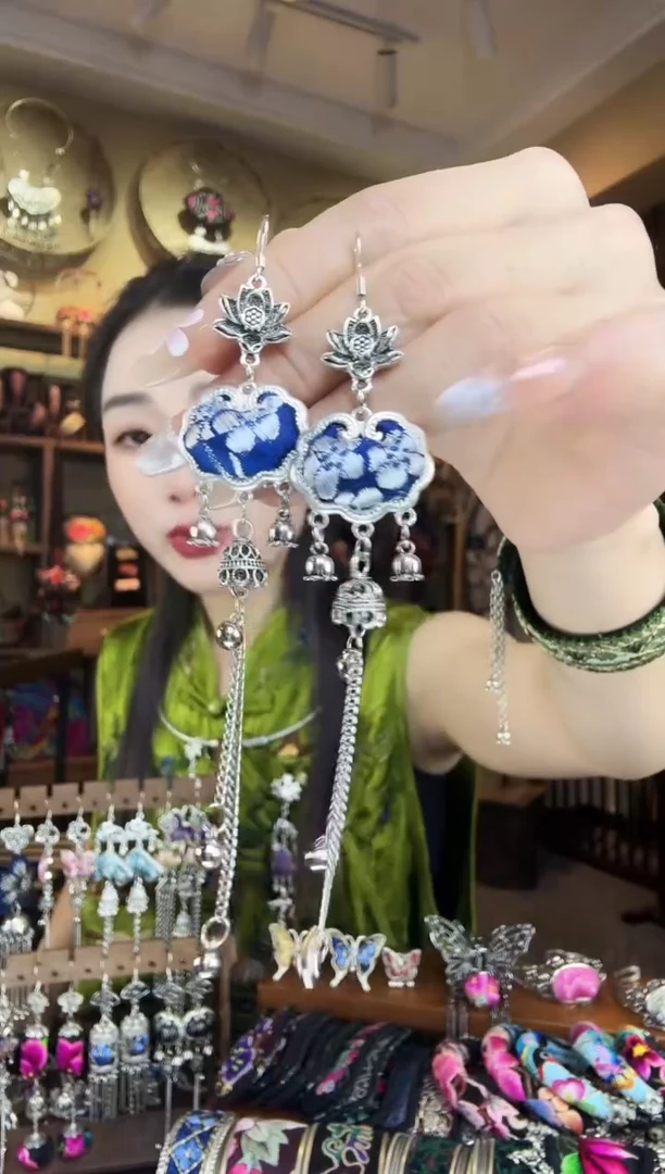 刺绣非遗刺绣纯手工耳环