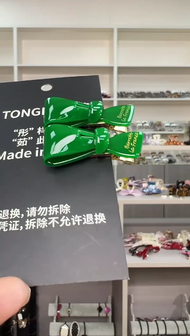 醋酸非金属韩国醋酸品牌发饰4cm小蝴蝶结鸭嘴边夹一对