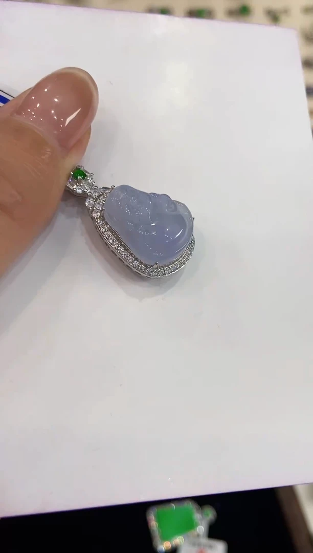 翡翠戒指银S925镶嵌吊坠