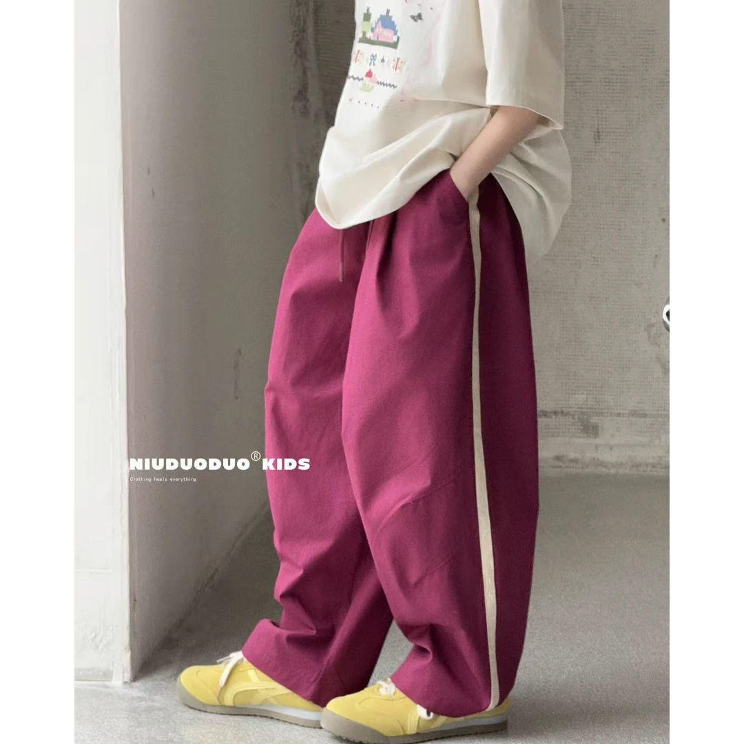 【小慕家】2025夏儿童新款休闲百搭洋气宽松潮流时尚长裤97501