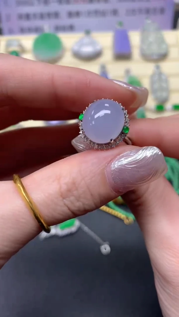【闪购商品】翡翠戒指18K金镶嵌戒指|4950+495