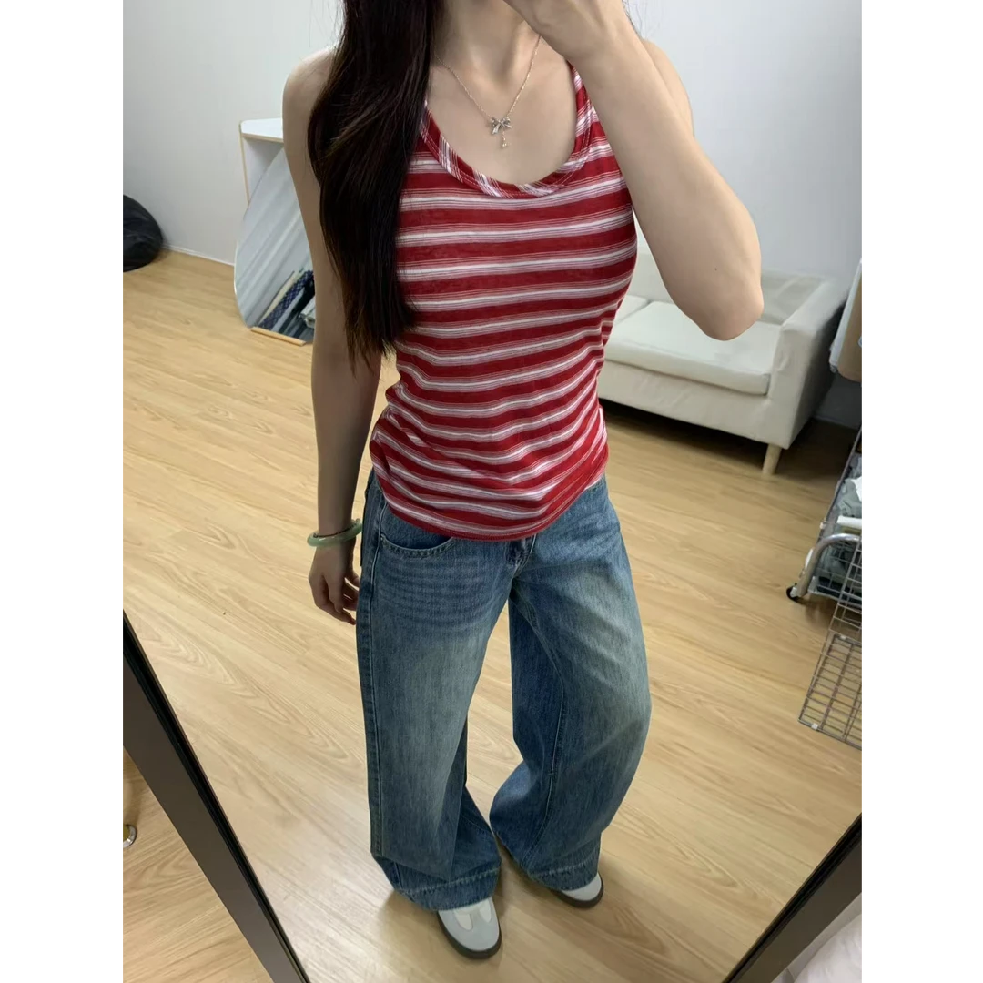 秋冬简约舒适垂感牛仔裤女2025秋冬新款显瘦不贴腿宽松直筒阔腿裤