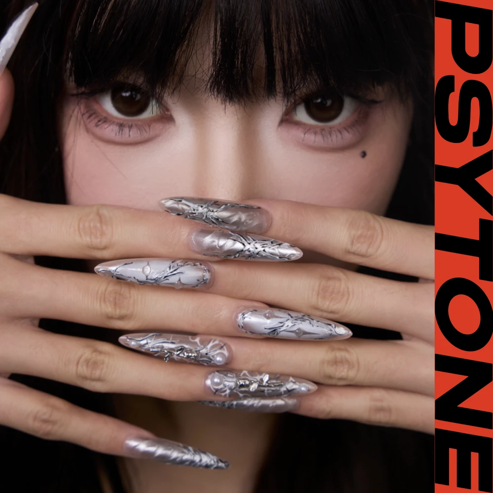 幻调银翼bladewings|长尖秋冬美甲长款白色穿戴甲