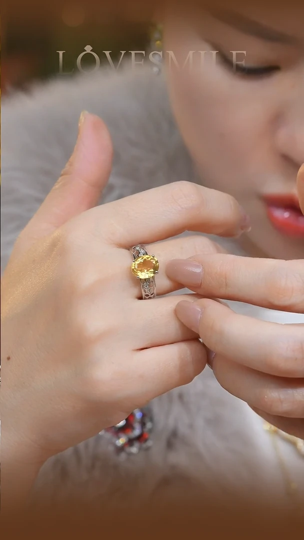 银S925镶嵌戒指黄晶096