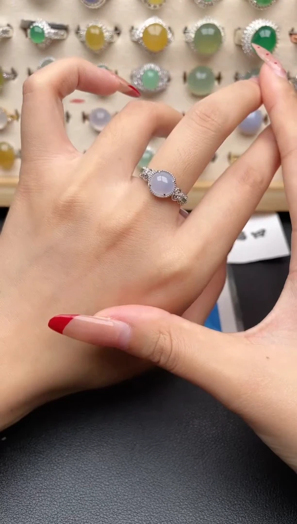 【闪购商品】翡翠戒指银S925镶嵌一物一证一礼盒