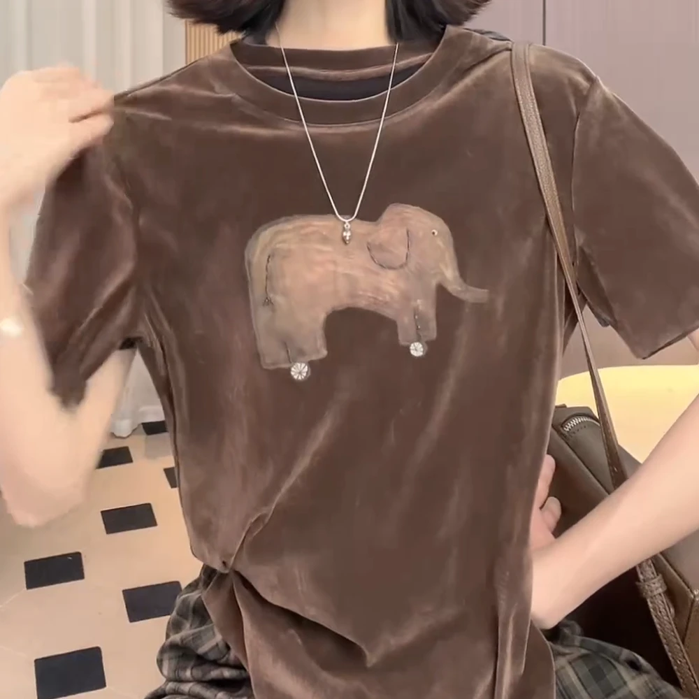 春夏''车轮象‘’时髦百搭显瘦减龄休闲百搭设计感短袖