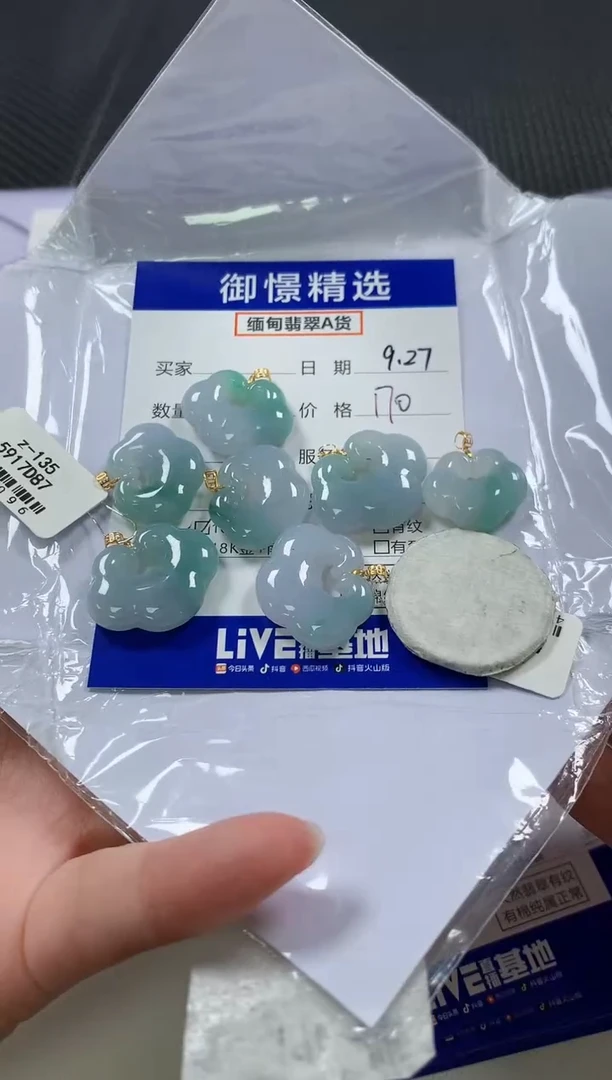 颈饰18K金镶嵌翡翠32多样性发货其一