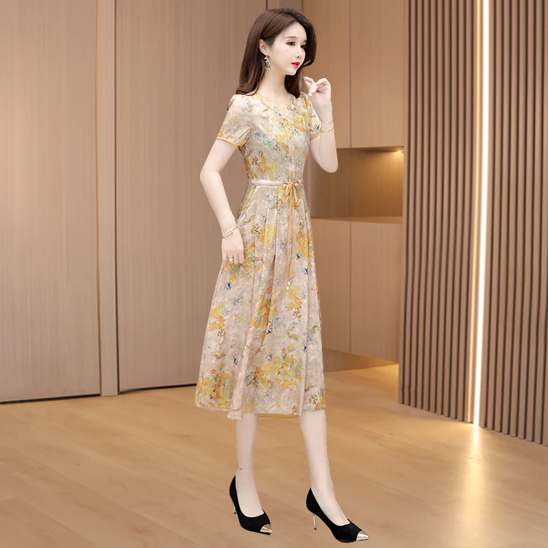 广州十三行短袖连衣裙女夏季2025年新款爆款今年流行高端品牌裙子