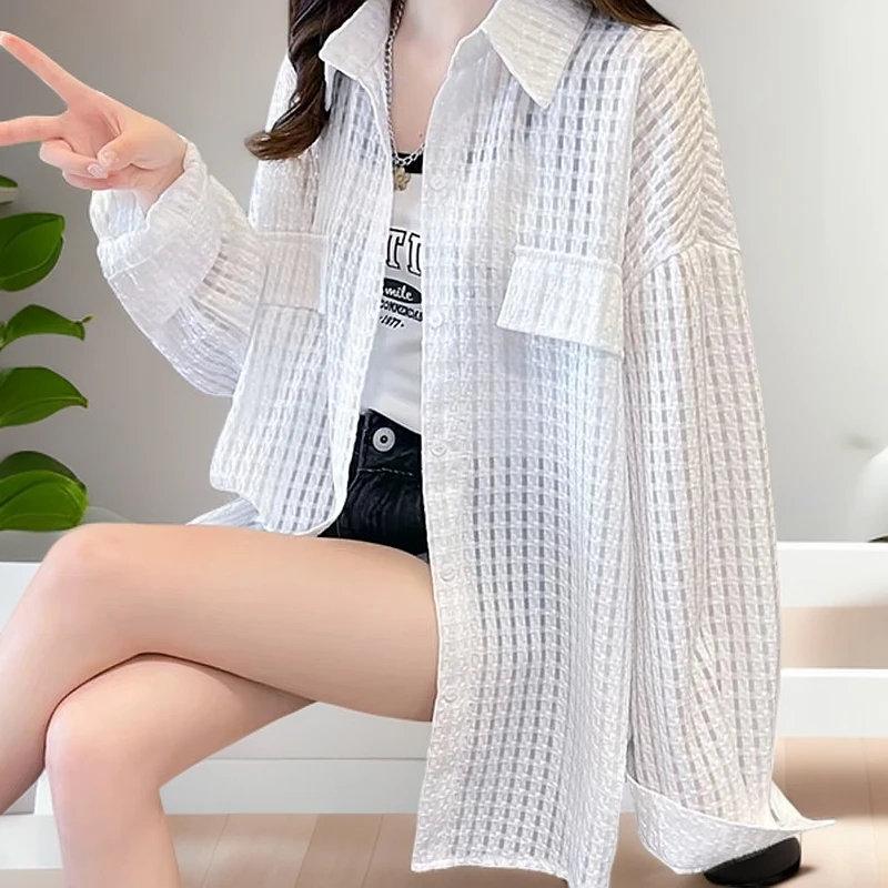 3922多巴胺穿搭防晒衬衫设计感开衫上衣宽松外搭透气薄款外套