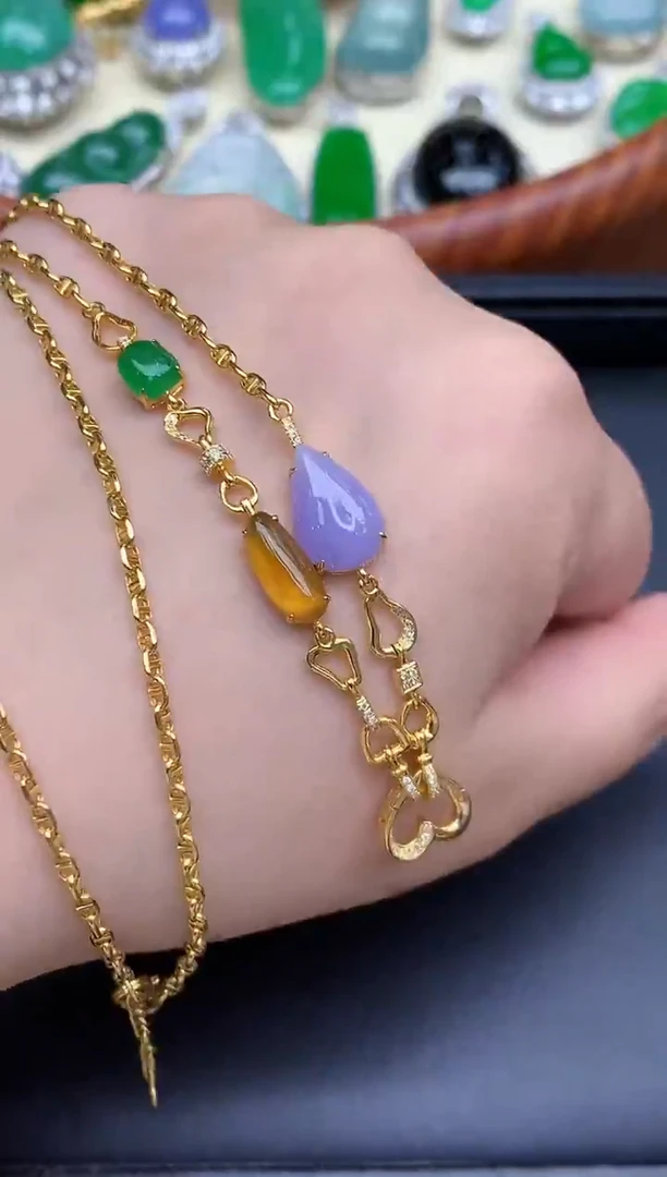 颈饰18K金镶嵌翡翠587-中国好珍宝