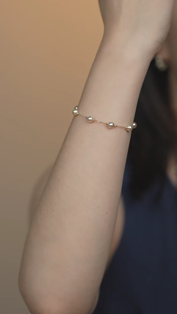 海水珍珠18K金镶嵌手链5.5-6真科研ss皇后手链