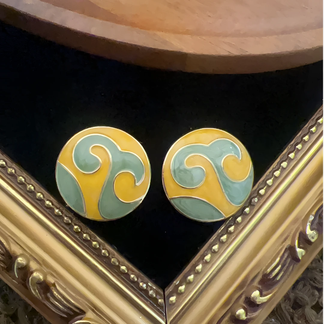 合金耳饰 耳钉幻彩百搭晕染流浪丹宁风高智淡人风欧美风 646，