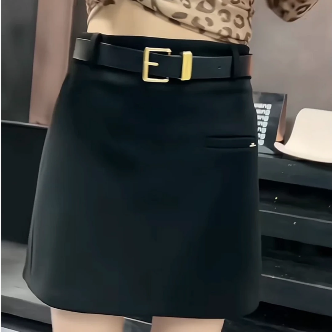 高腰X型休闲风中长裙O型半身裙不规则夏季A字皮裙裙子女士