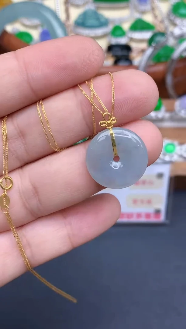 颈饰18K金镶嵌翡翠99-中国好珍宝