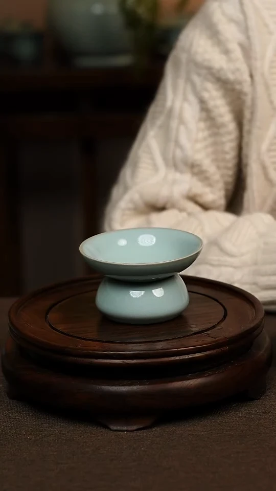 瓷片天青色斗笠茶漏微瑕不带礼盒