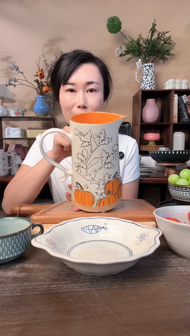 手绘南瓜水壶微瑕