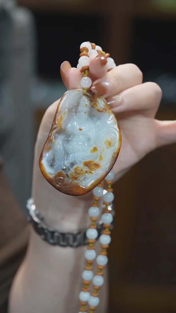 项链未镶嵌和田玉观音