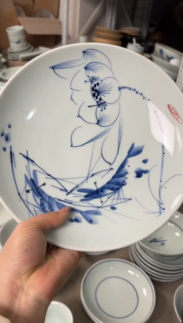 明舟中暇福利手绘9.5寸大盘（单只装随机图案）