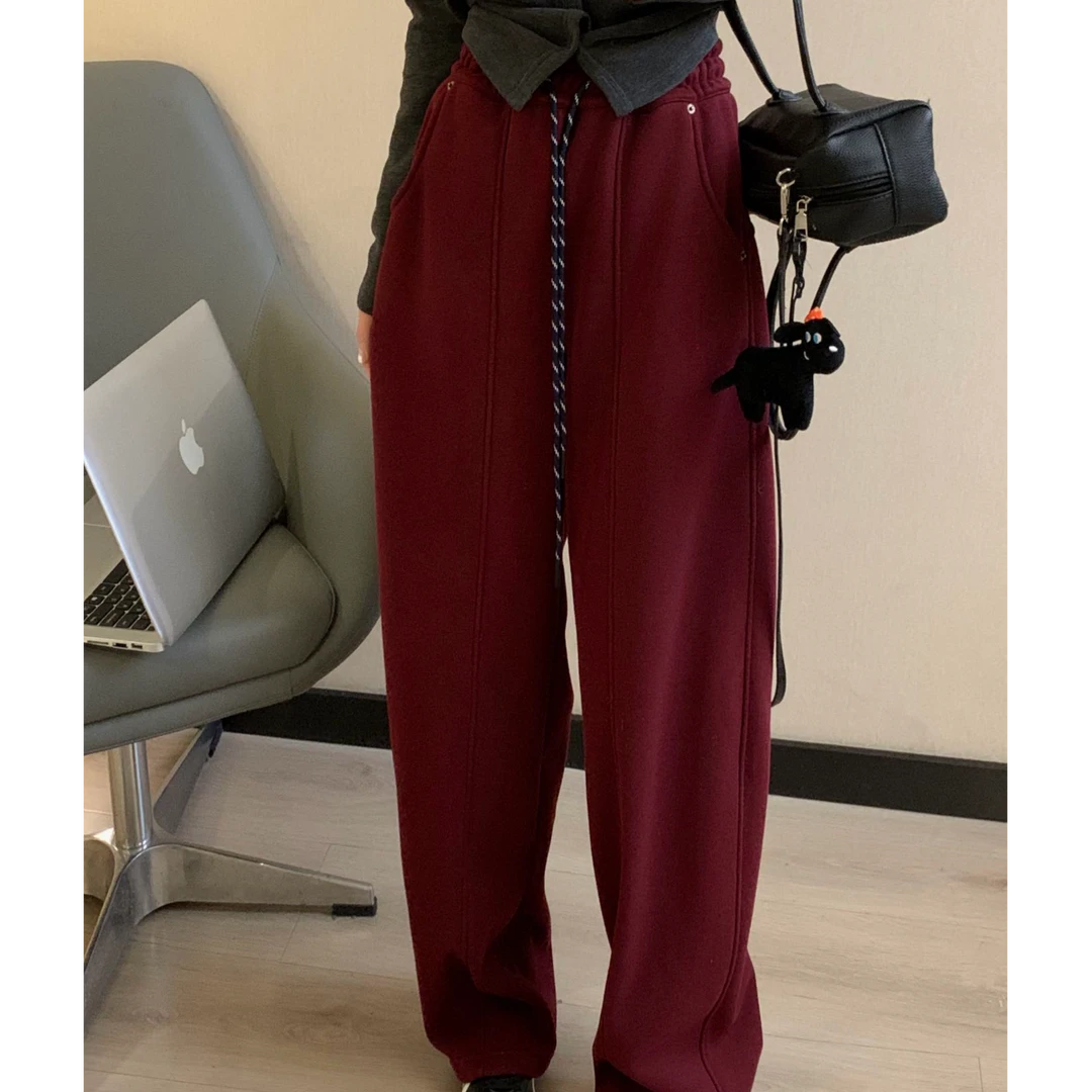 程大大甄选  沐冬绒时尚韩系休闲加厚弯刀裤8018