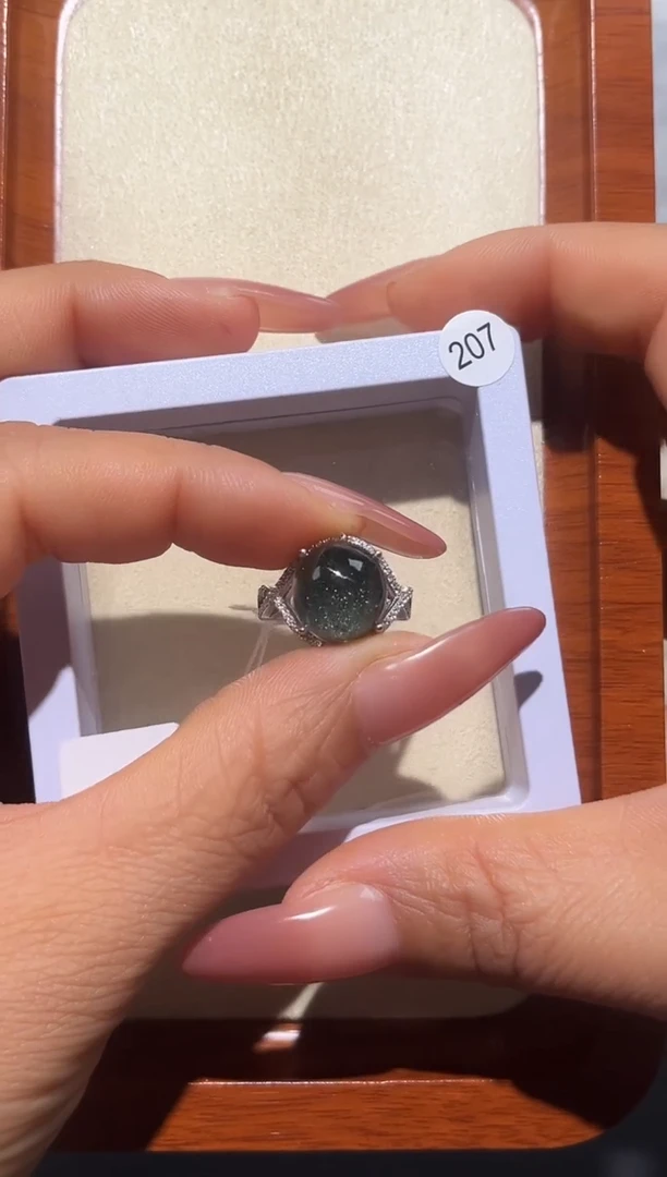 银S925镶嵌戒指水晶招*羊定制