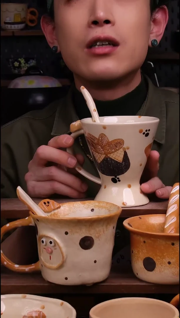 杯子景德镇可爱设计师款陶瓷（带勺）