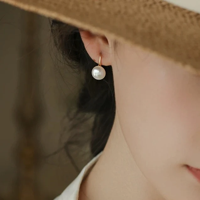 【新粉福利】7-8mm天然珍珠高跟鞋耳钉女简约百搭耳环时尚精致耳饰