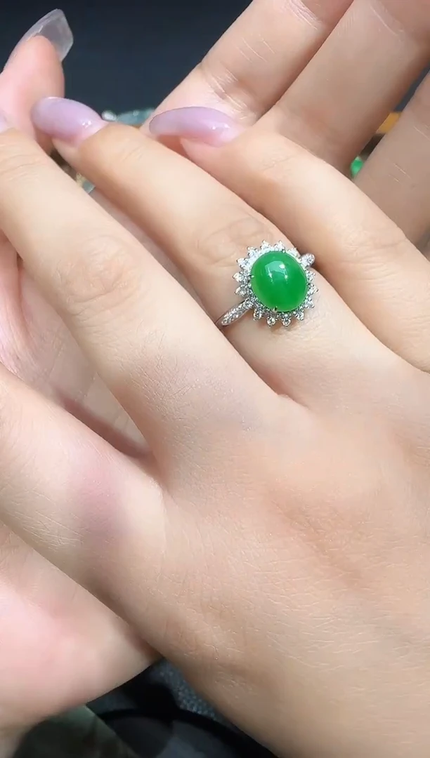 翡翠戒指18K金镶嵌250529097