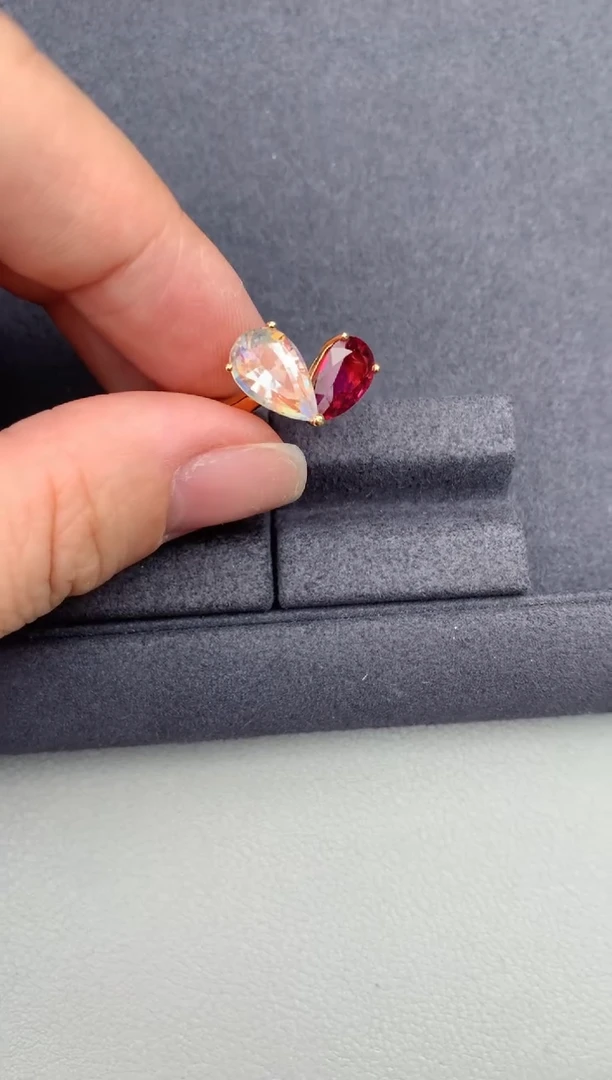 碧玺戒指18K金镶嵌1.69ct 卢比来碧玺戒指 GA