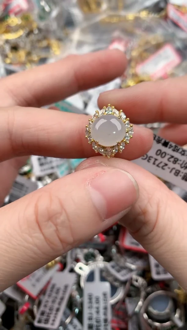 银S925镶嵌戒指翡翠555          3