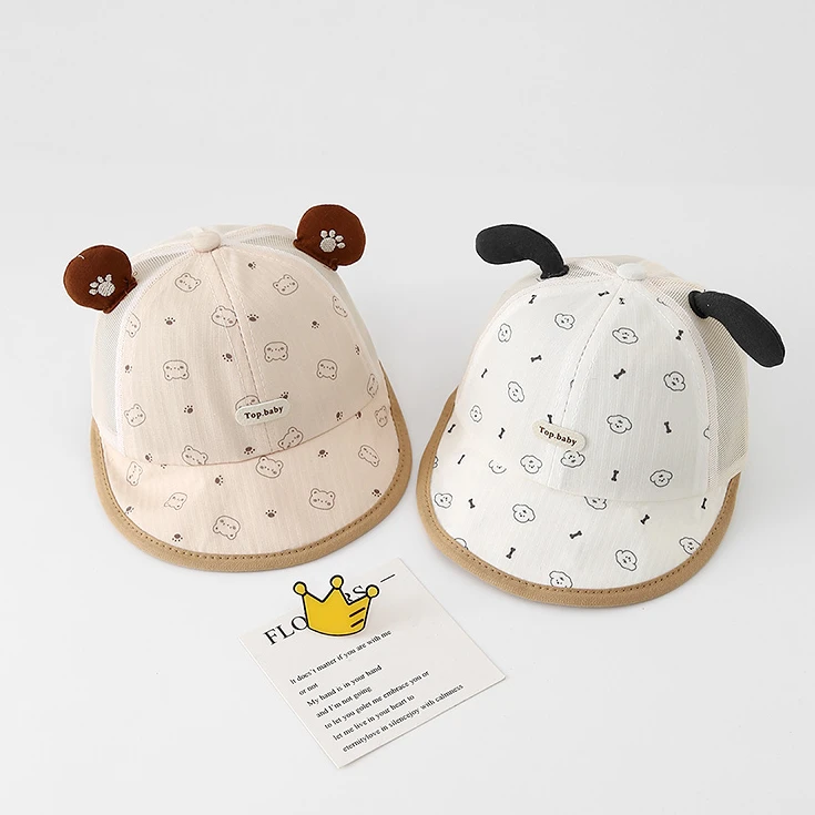 婴儿防晒帽子春夏薄款男童大檐遮阳帽夏季小月龄女宝宝网眼鸭舌帽