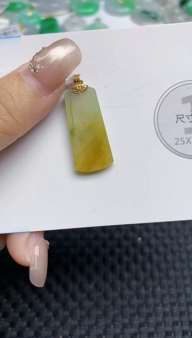 颈饰18K金镶嵌翡翠天然缅甸A货翡翠百元以上9元证书费自理