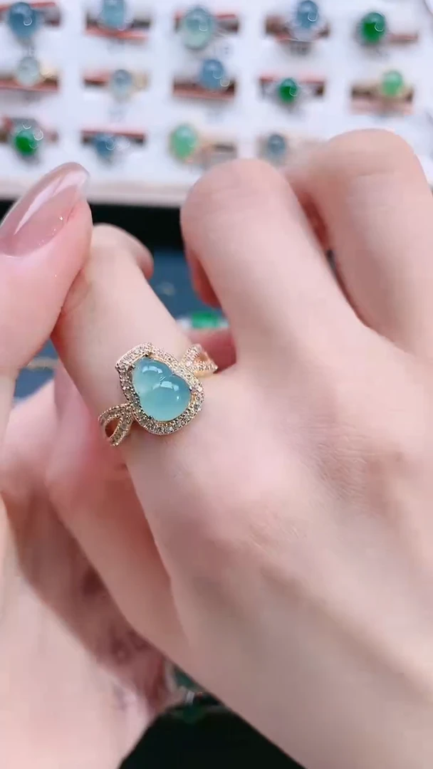 银S925镶嵌戒指翡翠天然翡翠