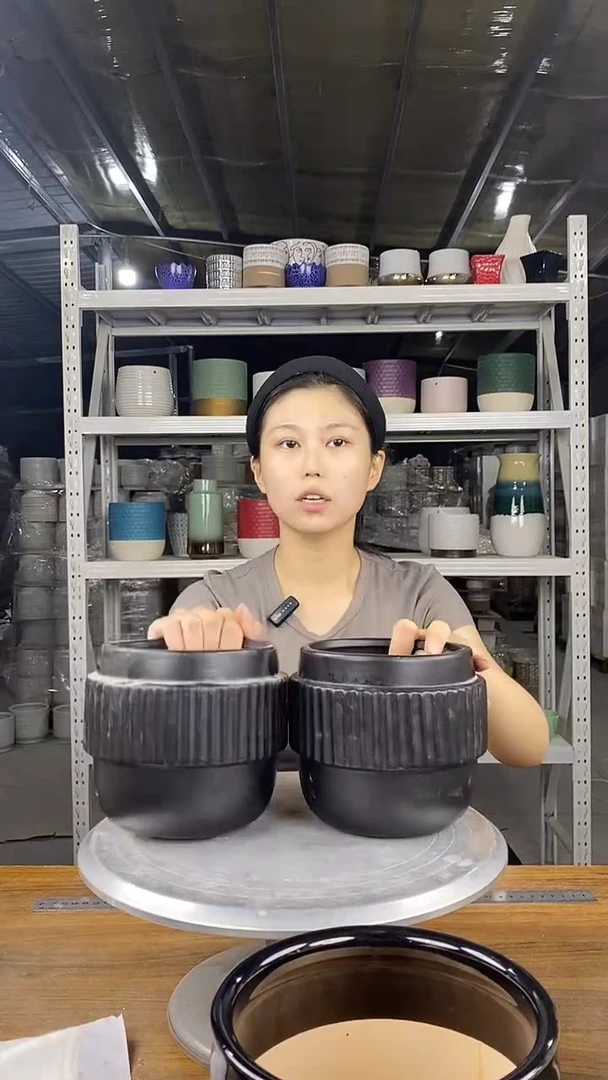 默认打孔陶瓷花盆宽高13-13两个