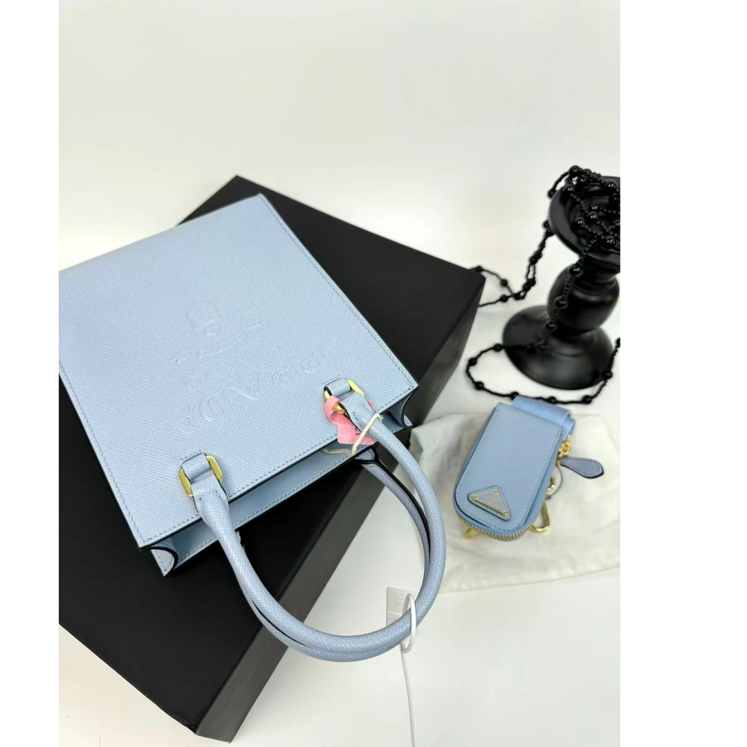 99新 Prada/普拉达 【小考拉】PRADA 蓝色琴谱手提斜挎包