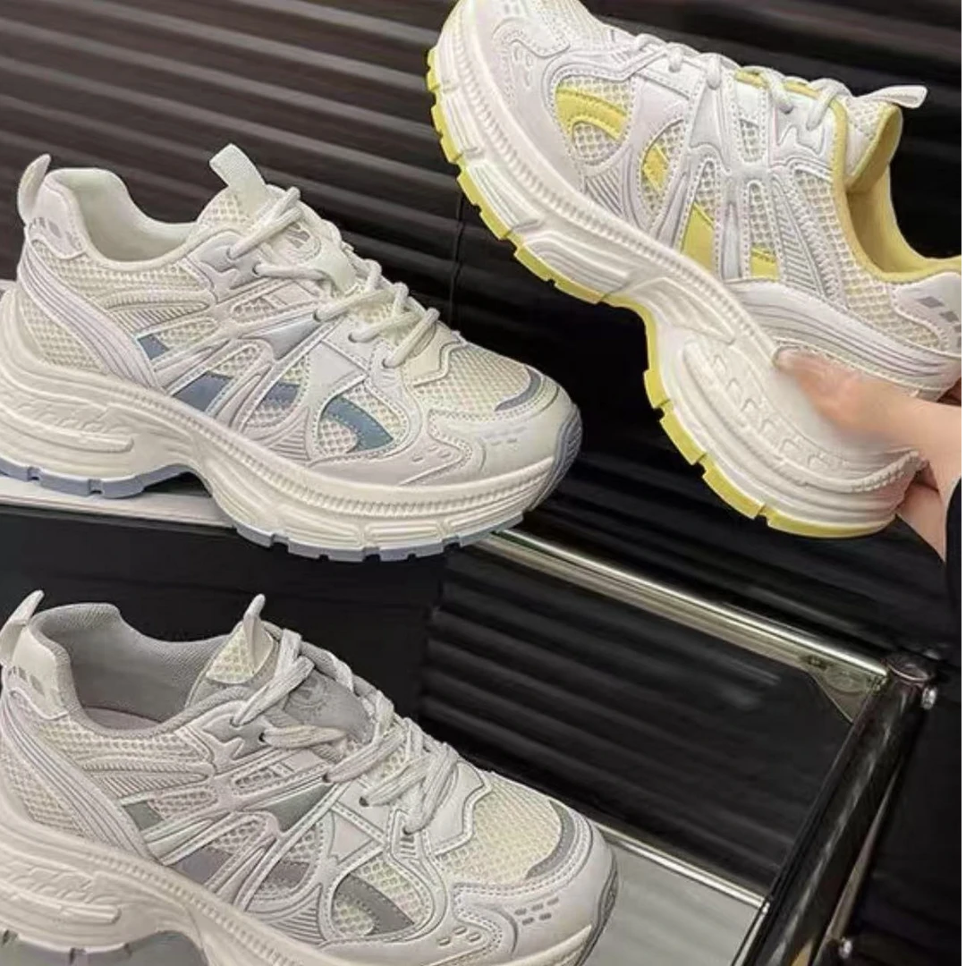 9907夏季新款厚底透气网轻便百搭休闲运动经典镂空老爹鞋