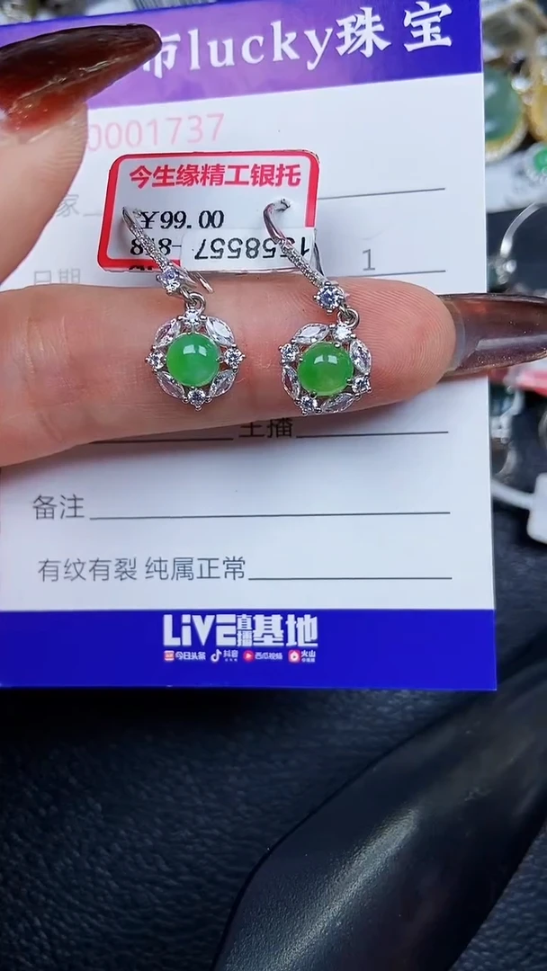 颈饰银S925镶嵌翡翠1737