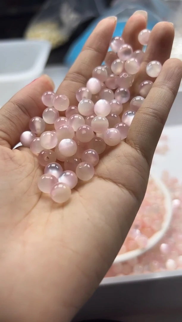 未镶嵌颈饰玛瑙/玉髓w3261血沉宝阳珠樱花粉8mm40颗