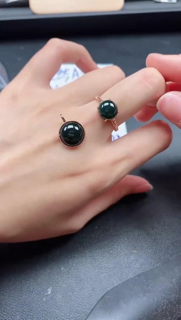 翡翠戒指银S925镶嵌54411