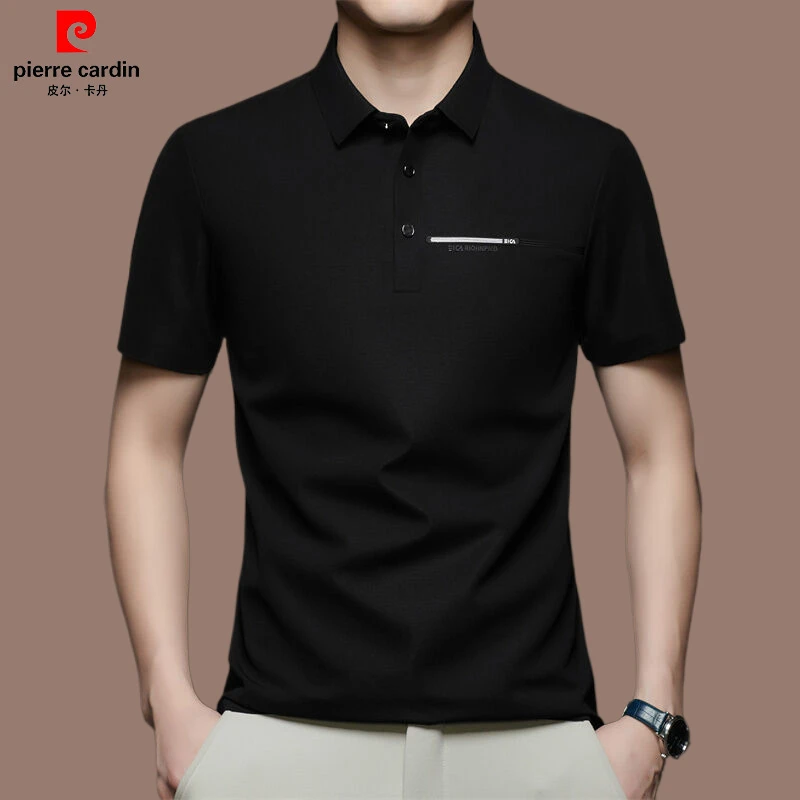 皮尔卡丹2025新款polo衫男士短袖夏季冰丝高级感抗皱免烫商务T恤