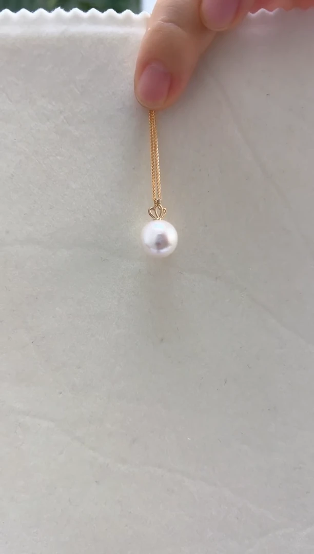 吊坠(赠链)18K金镶嵌淡水珍珠11-12皇冠吊坠