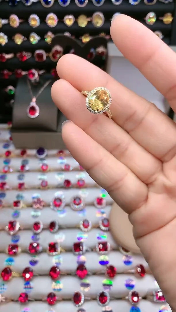 【闪购商品】水晶戒指银S925镶嵌金色