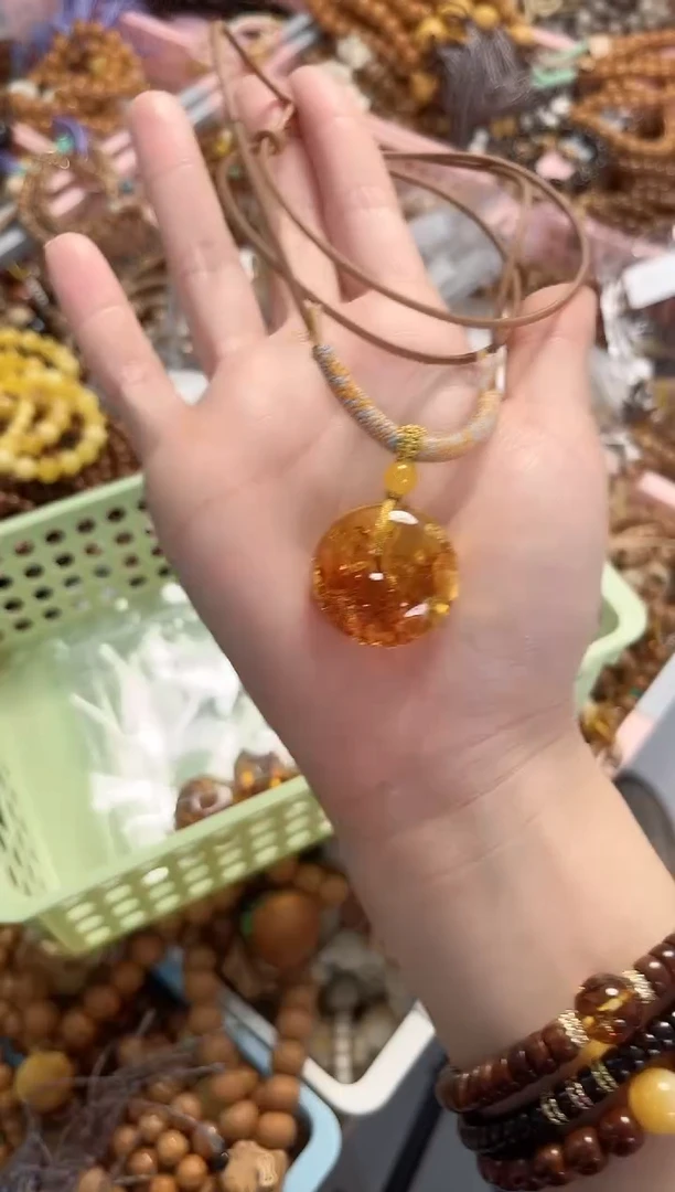 手串菩提根/象牙果东****晶牛皮绳搭配平安扣项链