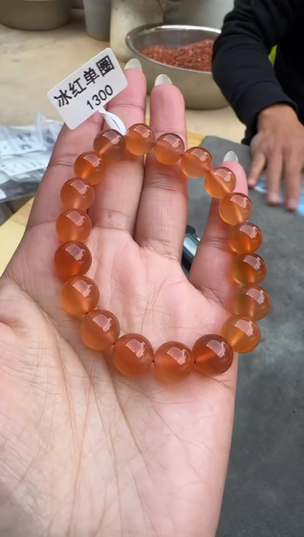 【闪购商品】南红玛瑙单圈未镶嵌原矿无优化冰红10mm单圈