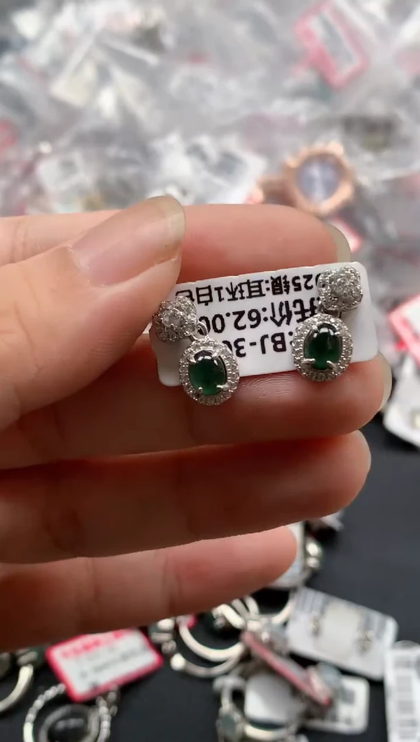 银S925镶嵌戒指翡翠天然A货缅甸翡翠