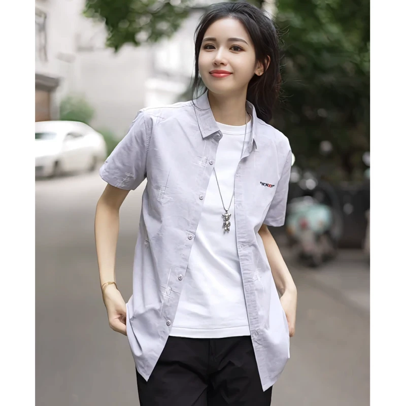 2025夏季新款男士修身短袖衬衫时尚个性韩版休闲百搭短袖寸衫男潮