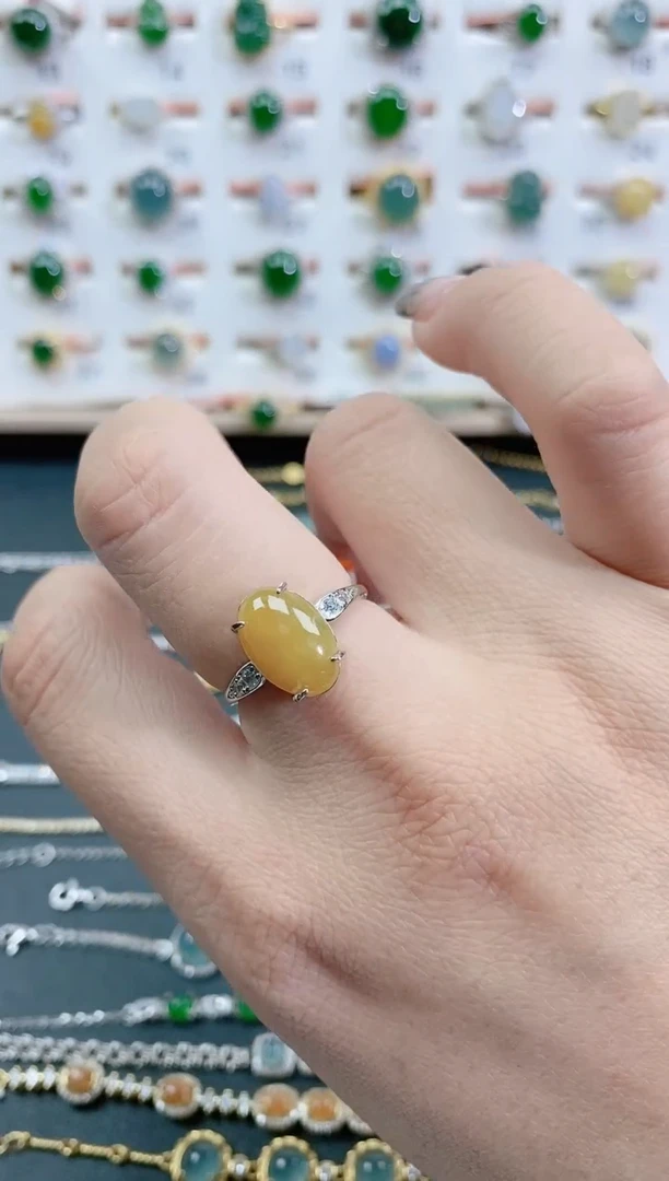 银S925镶嵌戒指翡翠天然翡翠